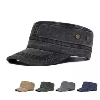 Мужская шляпа с плоским верхом, хлопковая кепка, солнцезащитная шляпа серый