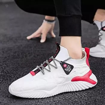 Men s fly-woven breathable casual shoes Korean version trend running shoes fashion student shoes sports shoes 39 белый