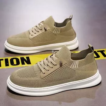Men s fly-woven casual shoes summer new soft-soled mesh breathable board shoes trendy versatile one-pedal sports men s shoes 39