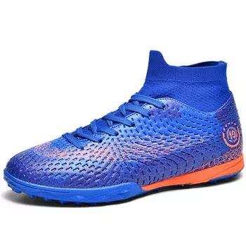 Мужские футбольные бутсы с мягкой резиновой подошвой, с короткими гвоздями, для искусственного газона, детские футбольные бутсы из кожи 35 белый