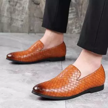 Men s Formal Leather Shoes Brown Pointed Toe Male Oxfords Business Man Dress Shoes Loafers Gentleman Wedding Party Dress Shoes 38