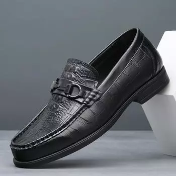 Men s Formal Shoes Slip-on Business Loafers for Men Driving Shoes High Quality Luxury Brand Leather Moccasins Casual Men Shoes 38 чёрный