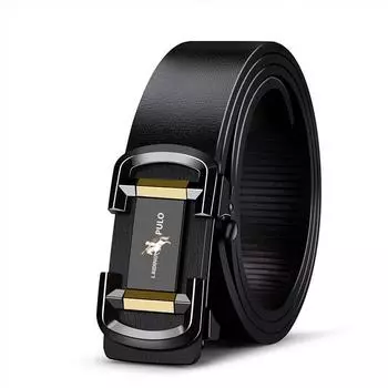 Men s Genuine Cowhide Automatic Buckle Leather Belt - Business & Fashion Versatile Accessory 120cm (Suitable for 60-80kg)