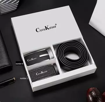 Men s Genuine Leather Belt with Frosted Buckle, Cowhide Top Layer, Gift Box Included 125 cm