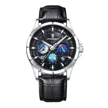Men s Genuine Leather Black Starry Sky Watch: Luminous Analog Calendar 3ATM Waterproof Quartz Romantic Stylish Casual Men s Fashion Accessories -