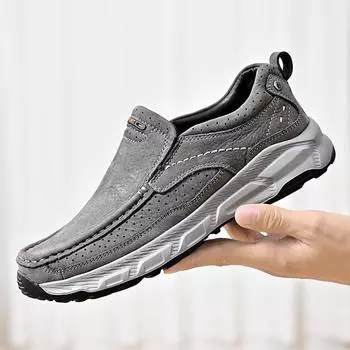 Men s Genuine Leather Casual Shoes Soft Anti-slip Rubber Loafers Man Leisure Walk Footwear Light Moccasins Outdoor Driving Shoes 38 чёрный