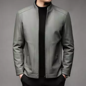 Мужская куртка из натуральной кожи, мужская куртка из овчины с деловыми лацканами для папы среднего возраста, весна и осень, новая кожаная куртка 170