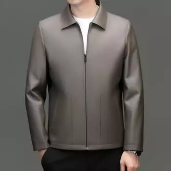 Мужские куртки из натуральной кожи. Новая мужская осенне-зимняя одежда для пап. Кожаные куртки для мужчин среднего возраста. 170