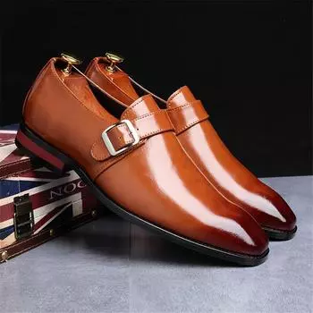 Мужские туфли-лоферы из натуральной кожи, классические туфли без застежек, однотонные оксфорды с круглым носком, классические туфли с эластичной резинкой - весна/осень Мужские туфли-лоферы US 5(EUR 38) чёрный