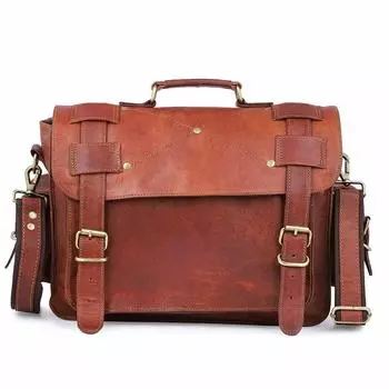 Men s Genuine Leather Vintage Laptop Bag Handmade Briefcase Satchel Messenger 18 x 14 x 6 in
