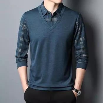 Men s Geometric Patterned Knit Polo Shirt Long Sleeve All-Season Regular Fit Lapel Collar Business Casual Polyester Blend Pullover M серый