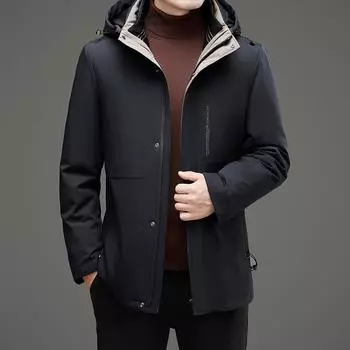 Мужская куртка на гусином пуху, осенне-зимняя, новая, цельная, из трех частей, со съемной подкладкой, пуховая куртка из молочного шелка, плотное пальто M