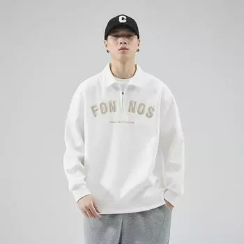 Мужская футболка-поло с воротником-полумолнией, флисовая, утолщенная, American Trend Brand, свободная, с отворотом M темный кофе