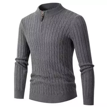 Men s Half-zipper Stand-up Collar Thickened Warm Sweater Bottoming Shirt Autumn and Winter Casual Men s Models M