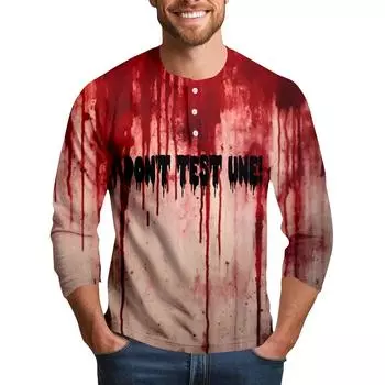 Men s Halloween Print Raglan Dralan Three-quarter Sleeve Casual Top XXL розовый