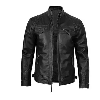 Men s Handmade New Black Soft Leather Genuine Lambskin Motorcycle Soft Stylish Jacket S чёрный