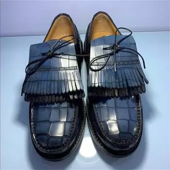 Men S Handmade Pu Solid Color Fashion Trend All-Match Business Classic Tassel Round Toe Low-Heel Casual Shoes Zq0323 38