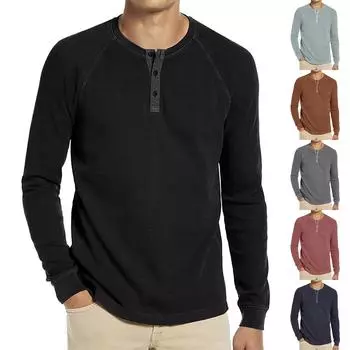 Men s Hedging Print Round Neck Loose Casual Long Sleeves Top L