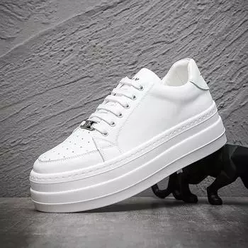 Men s height-increasing shoes, board shoes, platform muffin shoes, fashionable little white shoes, breathable and trendy men s matching Wenzhou liv 38 белый