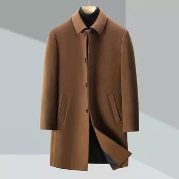 Мужское пальто из кашемира средней длины, осенне-зимнее, деловое, повседневное, ветровка, шерстяное пальто с лацканами 170