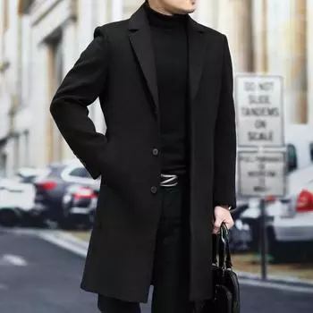 Мужское высококачественное двухстороннее кашемировое пальто на осень и зиму, длинная шерстяная ветровка с воротником для папы среднего возраста 170