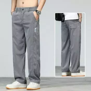 Men s High Quality Soft Lyocell Fabric Jeans Loose Straight Denim Pants Design Casual Trousers Plus Size XXXXXL чёрный