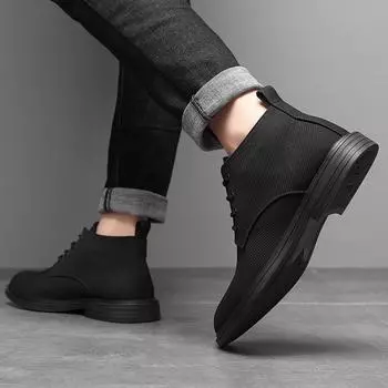 Men s High-Top Breathable Boots: British & Korean Style Casual Trendy Footwear 43
