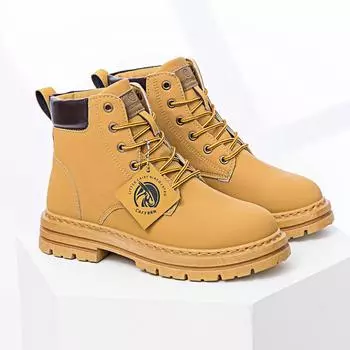 Мужские высокие повседневные кожаные ботинки весна и осень уличные мягкая подошва противоскользящие удобные рабочие ботинки модные ботинки для ходьбы 39