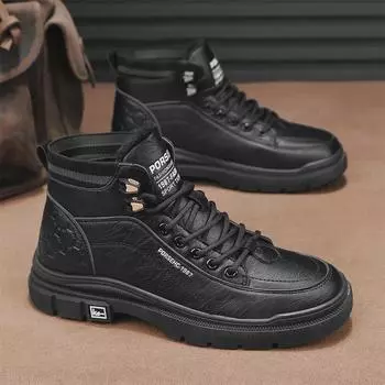 Men s High-Top Leather Retro Martin Boots - New Autumn 2023 Sports Casual Outdoor Motorcycle Work Shoes 43