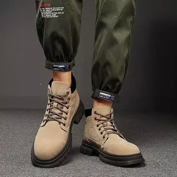 Мужские высокие ботинки. Повседневные и модные стили дизайна. Повседневные офисные, деловые, для прогулок. Мужские ботинки на толстой подошве со шнуровкой. 39 чёрный