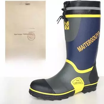 Мужские резиновые сапоги со стальным носком и высоким берцем — противоскользящие, водонепроницаемые, дышащие, модные, идеально подходят для строительных площадок L fits size 41-42