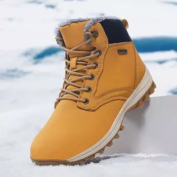 Men s Hiking Snow Boots Are Popular Winter Shoes with Waterproof and Warm Insulation, and Women s Hiking Anti Slip Thick Soles 39 жёлтый
