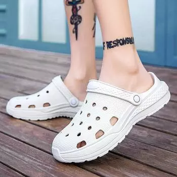 Men s hole shoes 2025 summer new bag head slippers non-slip outer wear beach shoes men s casual and lightweight hole shoes 39 белый