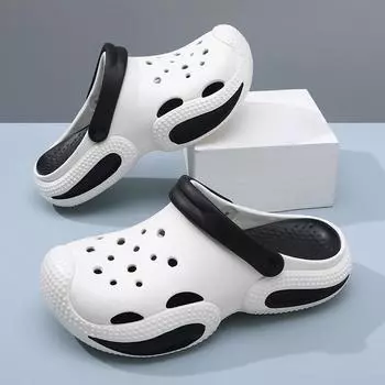 Men s hole shoes are breathable and non-smelly, and the thick-soled non-slip bag head cool slippers are worn outside summer beach slippers. 36-37