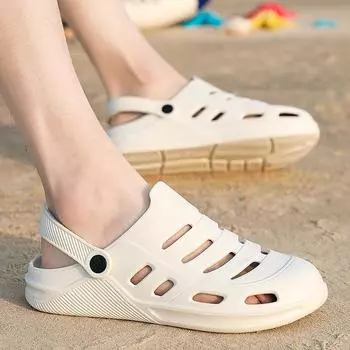 Men s hole shoes summer new beach shoes men s casual shoes half drag outside bathroom slippers sandals men 36 белый