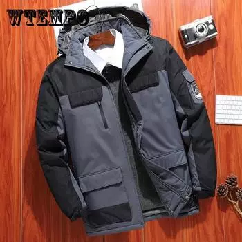 Мужская хлопковая куртка с капюшоном, зимнее бархатное толстое теплое пальто, свободная повседневная куртка, одежда для людей среднего и пожилого возраста 6XL темно серый