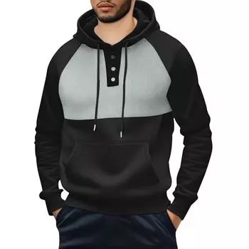 Men s Hooded Sweatshirt, Contrasting Color Sweatshirt, Sports Casual Jacket L