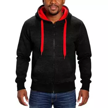 Men s Hooded Sweatshirt, Contrasting Color Sweatshirt, Sports Zipper Casual Jacket L