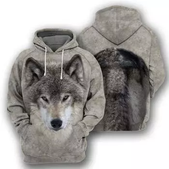 Men s Hooded Sweatshirt Loose Casual Long Sleeved Fashionable 3D Animal Print XS