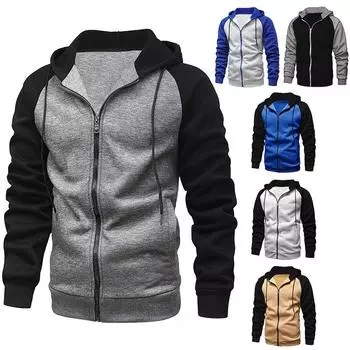 Men s Hooded Sweatshirt with Loose Zipper Men s Hooded Sweatshirt with Cardigan Men s Long Sleeved Coat S
