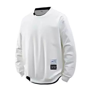 Men s Hoodie Casual Versatile Handsome Pullover Round Neck Solid Color Long Sleeved T-shirt XXXXL