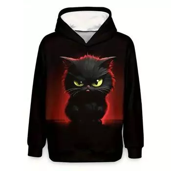 Мужская толстовка с капюшоном с милым принтом кота, толстовки для мужчин, рубашка с капюшоном Harajuku, пуловер, повседневная одежда, уличная одежда, топ, одежда унисекс S