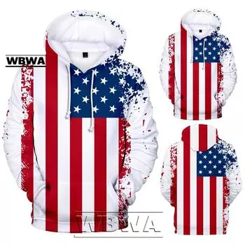 Men s Hoodies Women s 3d Flag Printed Long Sleeve Couples Hoodies Sweatershirt Top Blouse Women Casual Loose Hooded Sweatshirt S