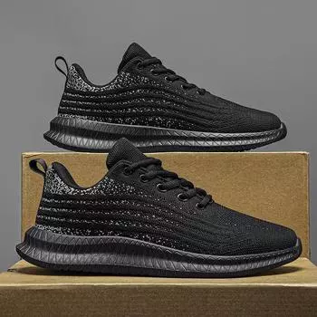 Мужские горячо продаваемые вулканизированные туфли Легкие дышащие кроссовки Сетчатые вязаные для ходьбы на шнуровке Мужские повседневные теннисные туфли 39