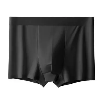 Men s Ice Silk Underwear Quick Drying Antibacterial Flat Corner Shorts Solid Color Seamless Underwear L