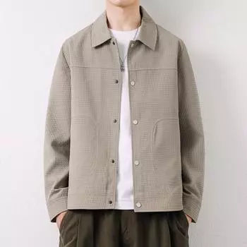 Мужская куртка осень-зима с простыми лацканами, однотонное модное пальто, повседневный топ, модная брендовая свободная мужская одежда M чёрный