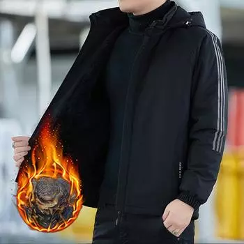 Men s Jacket Cold-proof Removable Hat Autumn and Winter Jacket Warm Loose Jacket M