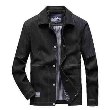 Men s Jacket Collar Casual Jacket Denim Cotton Jacket Men s Clothing XXXXXL чёрный