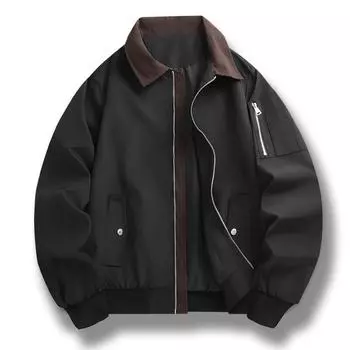 Men s Jacket, Corduroy Lapel Jacket, Stand Up Collar Jacket, Men s Jacket XXL чёрный