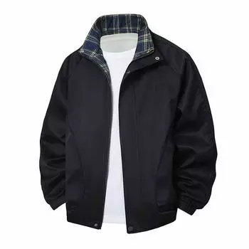 Men s Jacket, Pilot Stand Collar Jacket, Baseball Jacket, Loose Casual Top XXXXL чёрный